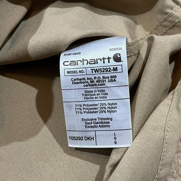 Carhartt Force Mens Lightweight Short Sleeve Shirt Dark Khaki Size Large - Picture 4 of 5
